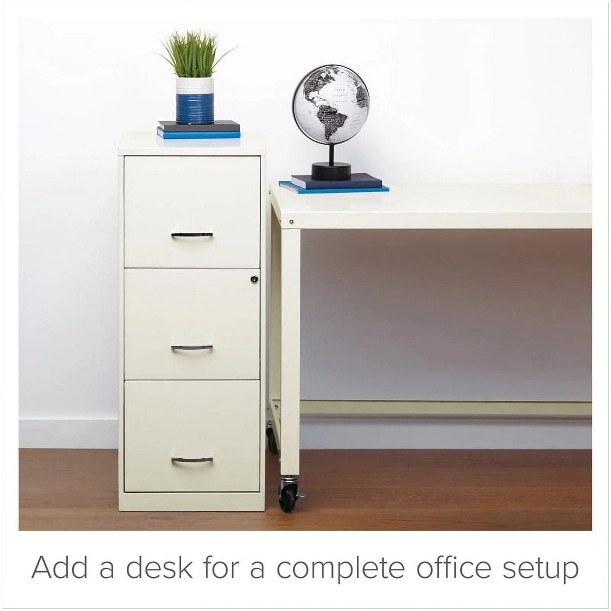 White 3 Drawer Metal File Cabinet with Lock Y4072