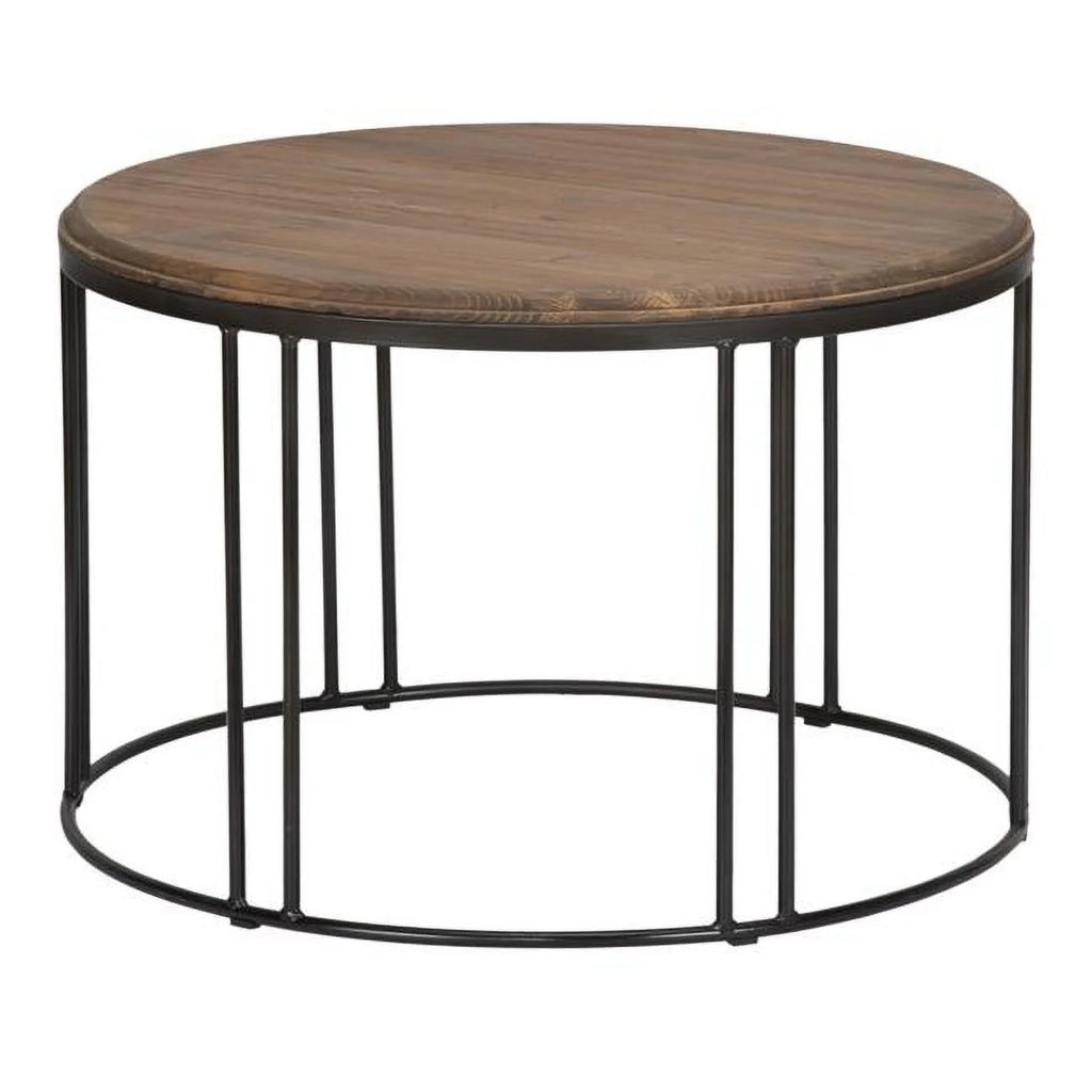 28 in. Solid Wood Round Distressed Coffee Table V766
