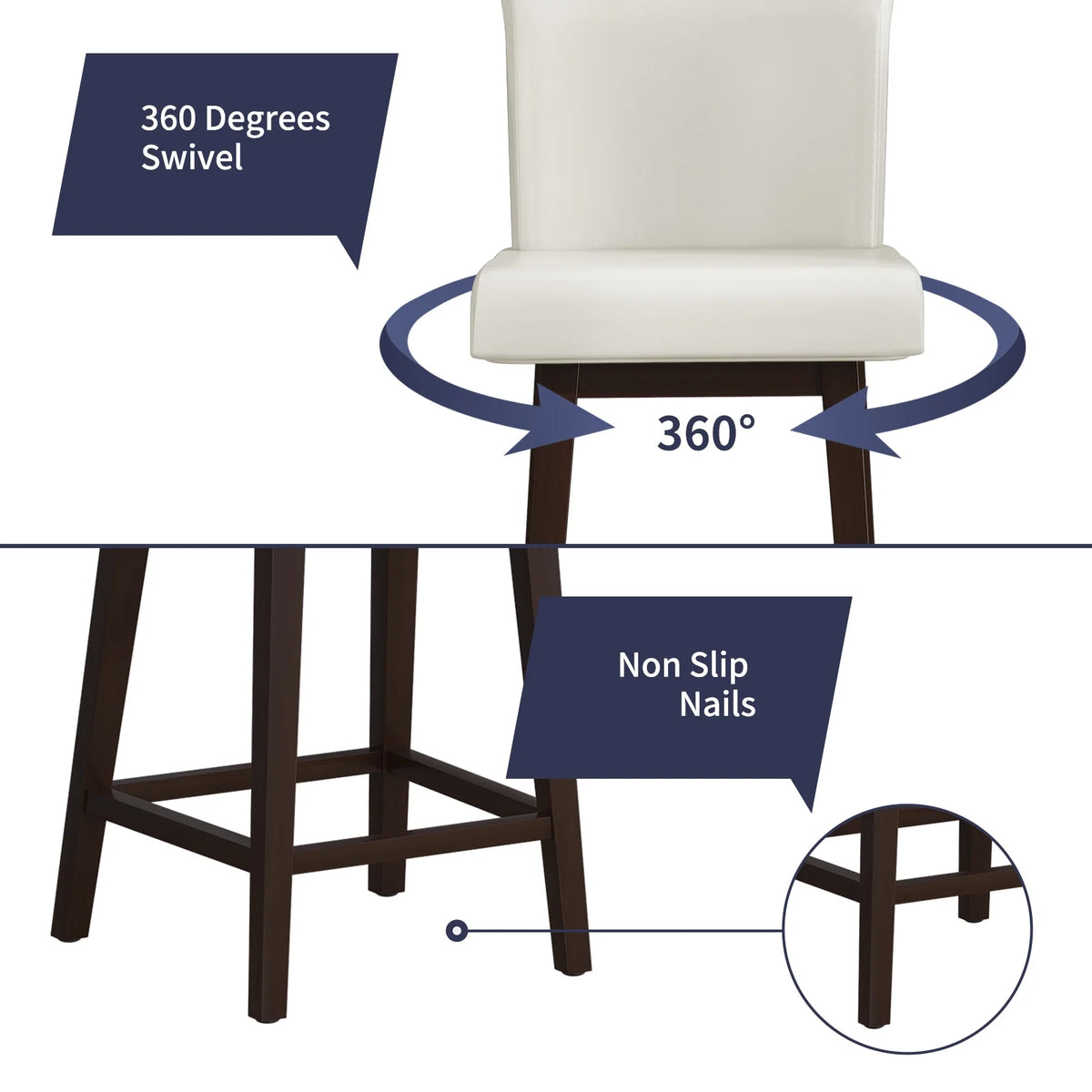 White Swivel Bar Stools Set of 2 S9597