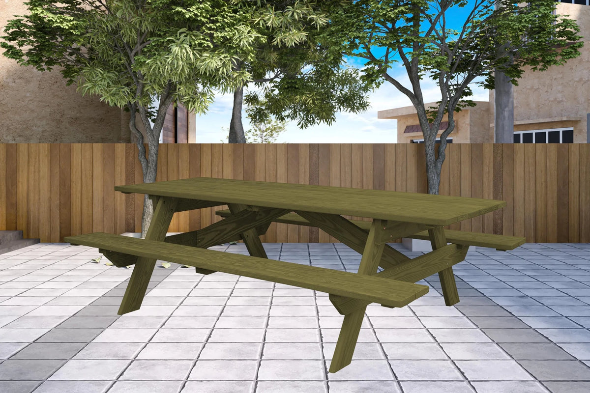 Green Solid Wood Outdoor Picnic Table S5401