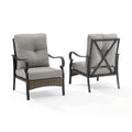 Outdoor Metal & Wicker Armchair Set, Taupe - 2 Piece O555127