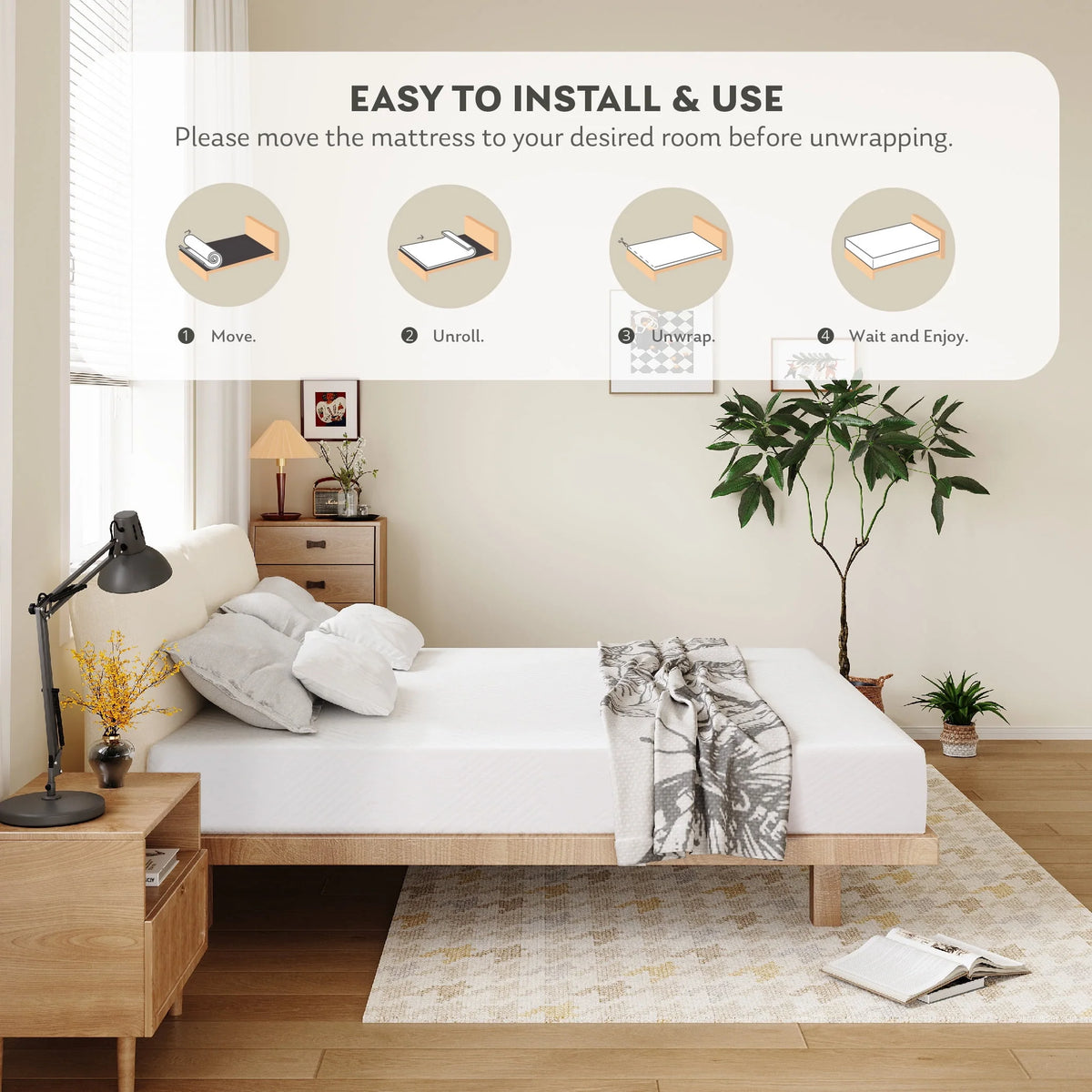 White Twin 6 inch Memory Foam Mattress Y86028
