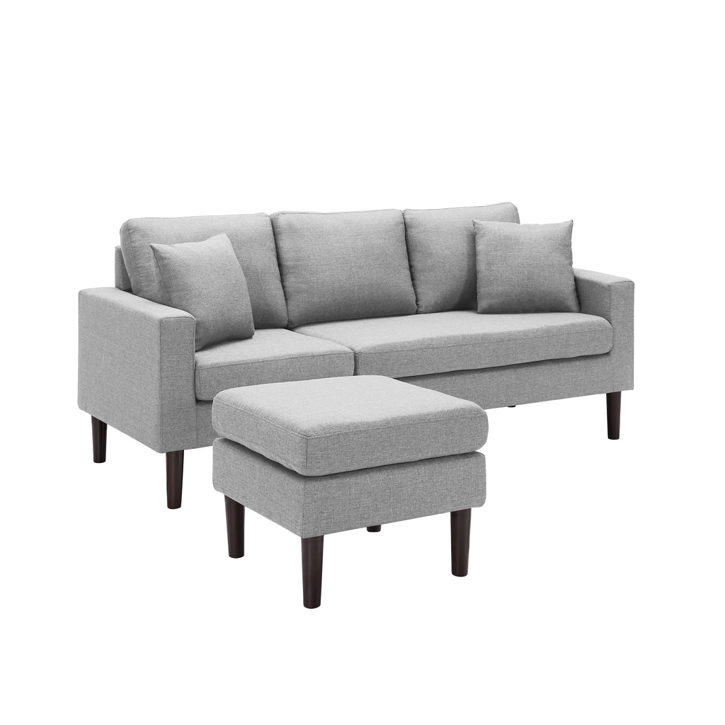 Light Grey L Shape Sectional Sofa with 2 Pillows D15719