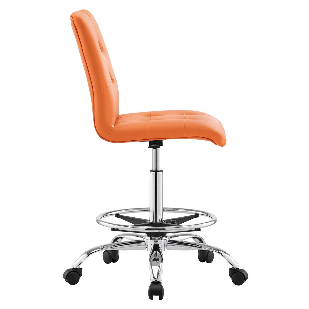 Armless Vegan Leather Drafting Chair E766