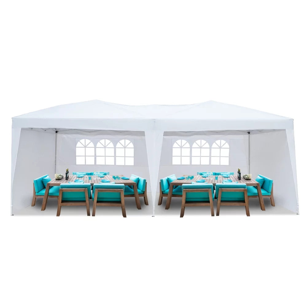 10 x 20-Feet White Pop Up Canopy Tent with 4 Removable Sidewalls M65260