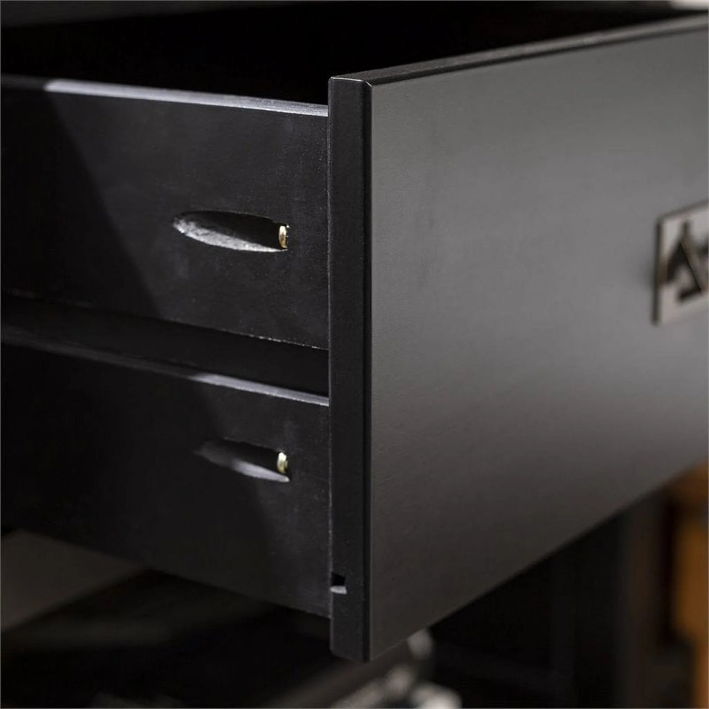 2-Piece 1-Drawer Solid Wood Nightstand Set in Black D80069