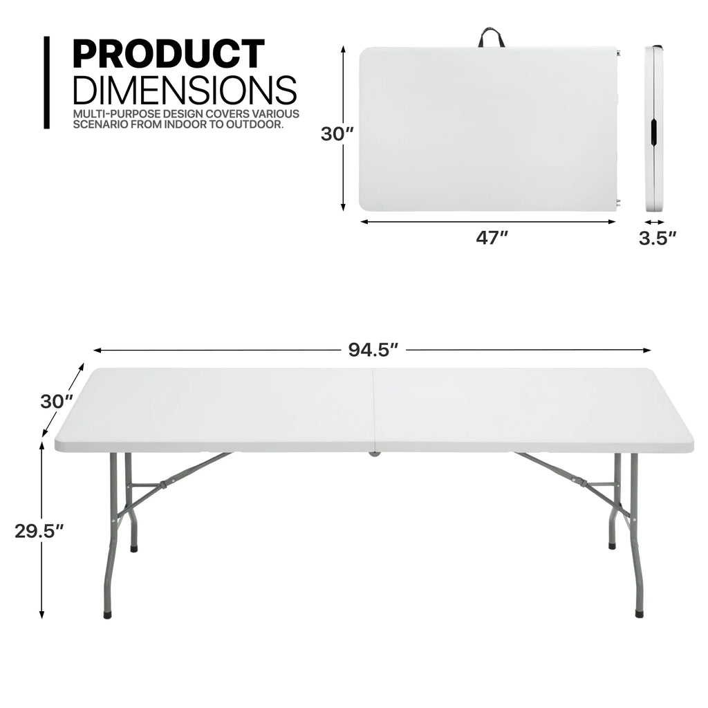 13 Pieces 8 FT Folding Table and Chair Set with Steel Legs X716715