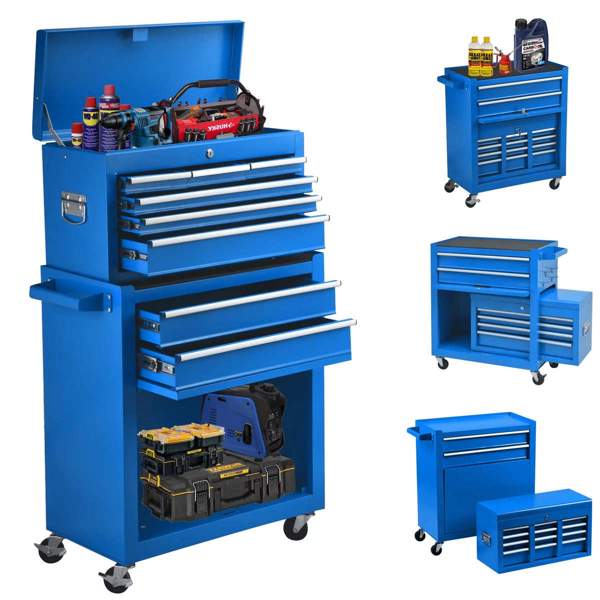 8 Drawer Black Tool Chest with Wheels S12854
