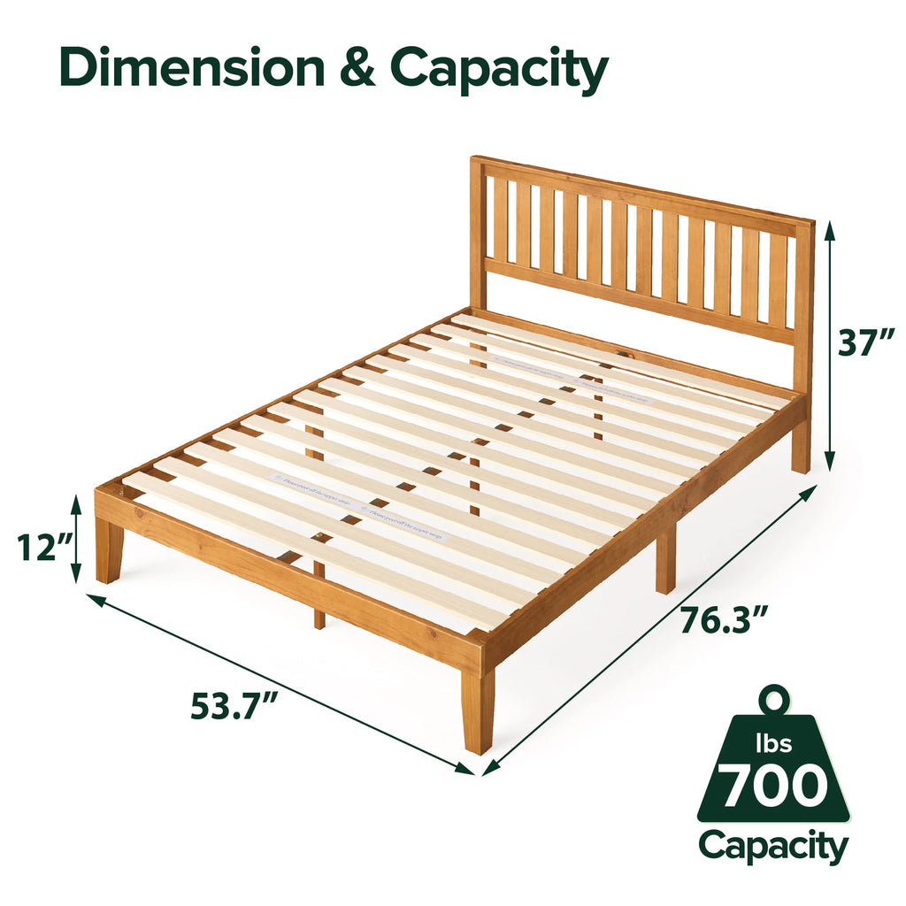 Wood Platform Bed with Headboard, Full H20824