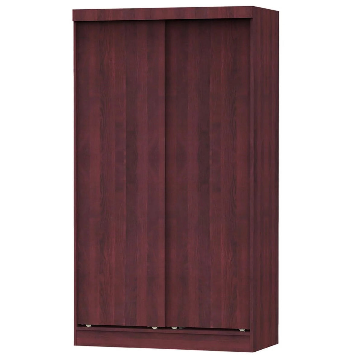 Modern Wood Double Sliding Door Wardrobe in Mahogany P93606