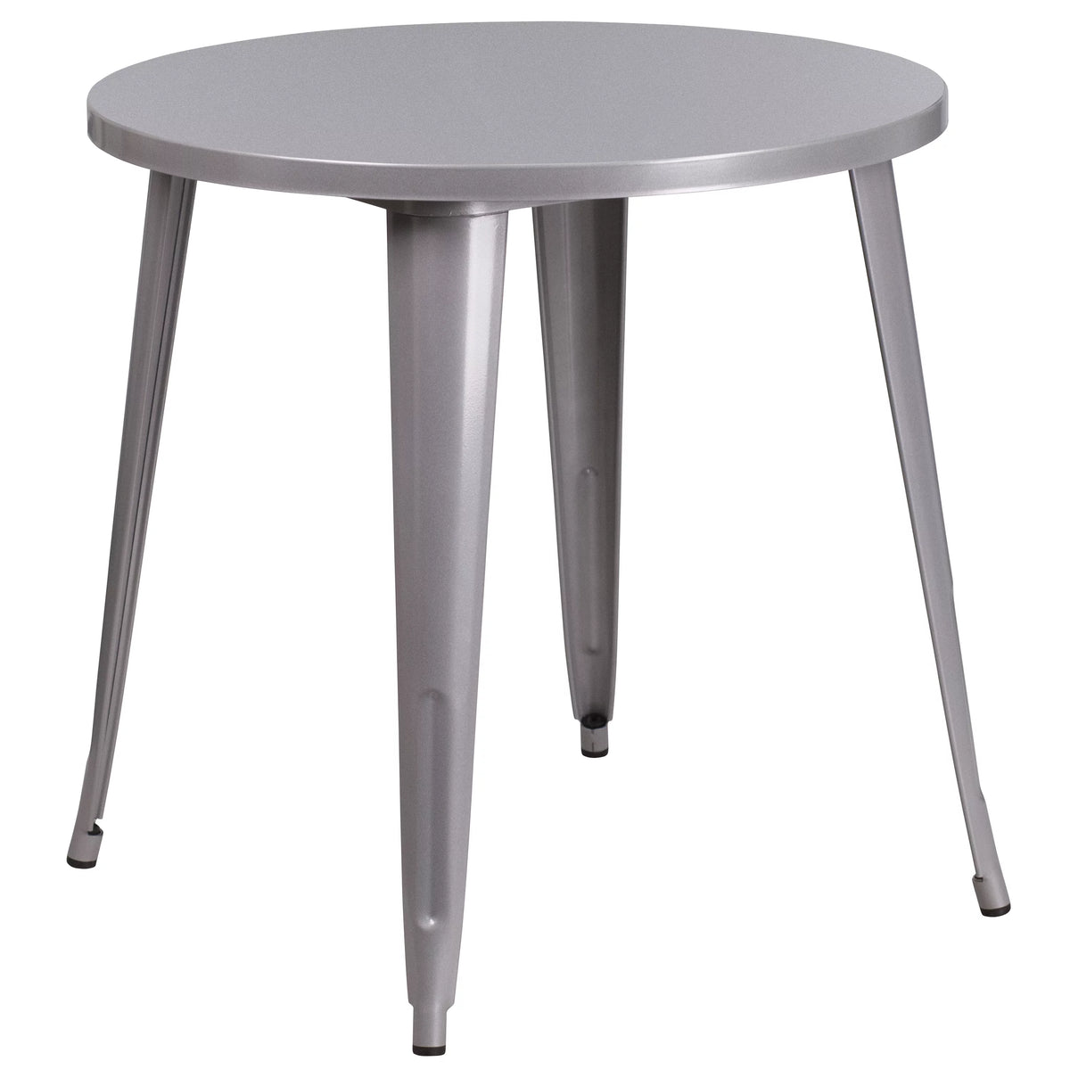 30" Round Silver Metal Indoor-Outdoor Table Set with 2 Cafe Chairs L840243