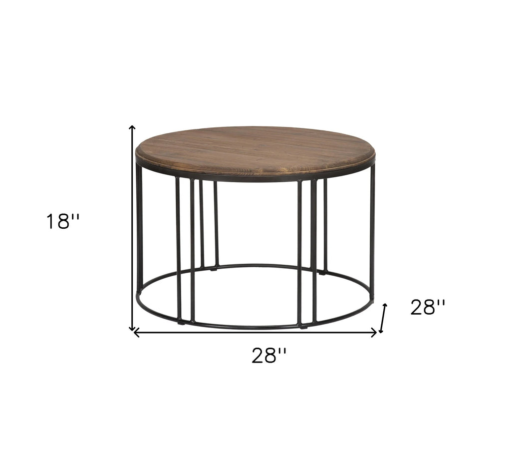 28 in. Solid Wood Round Distressed Coffee Table V766