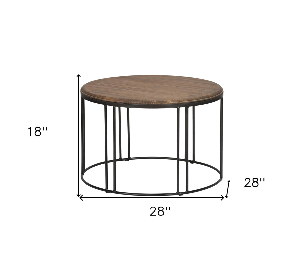 28 in. Solid Wood Round Distressed Coffee Table V766