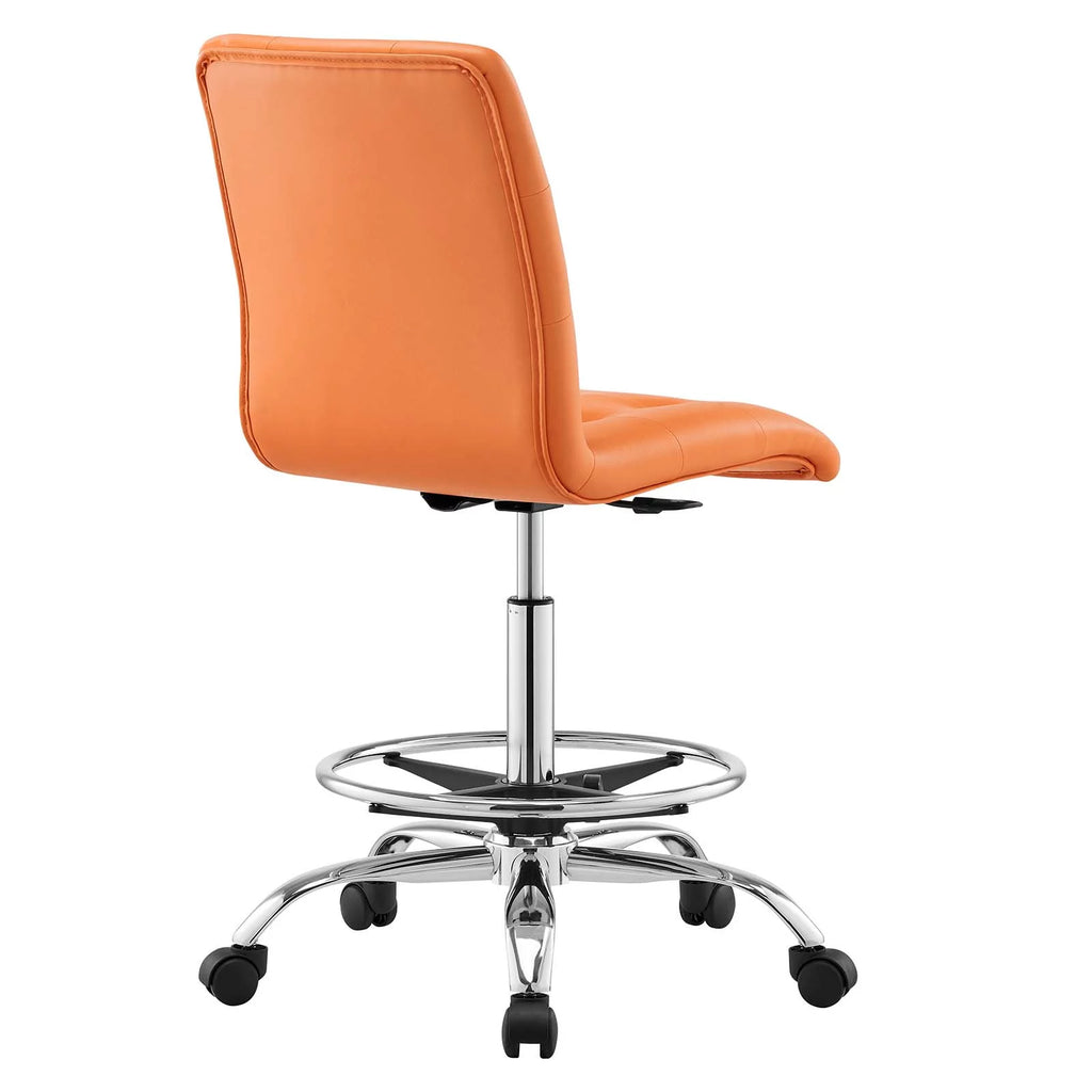 Armless Vegan Leather Drafting Chair E766