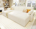 White Boucle Sleeper Sofa with 2 Storage Chaise O7682