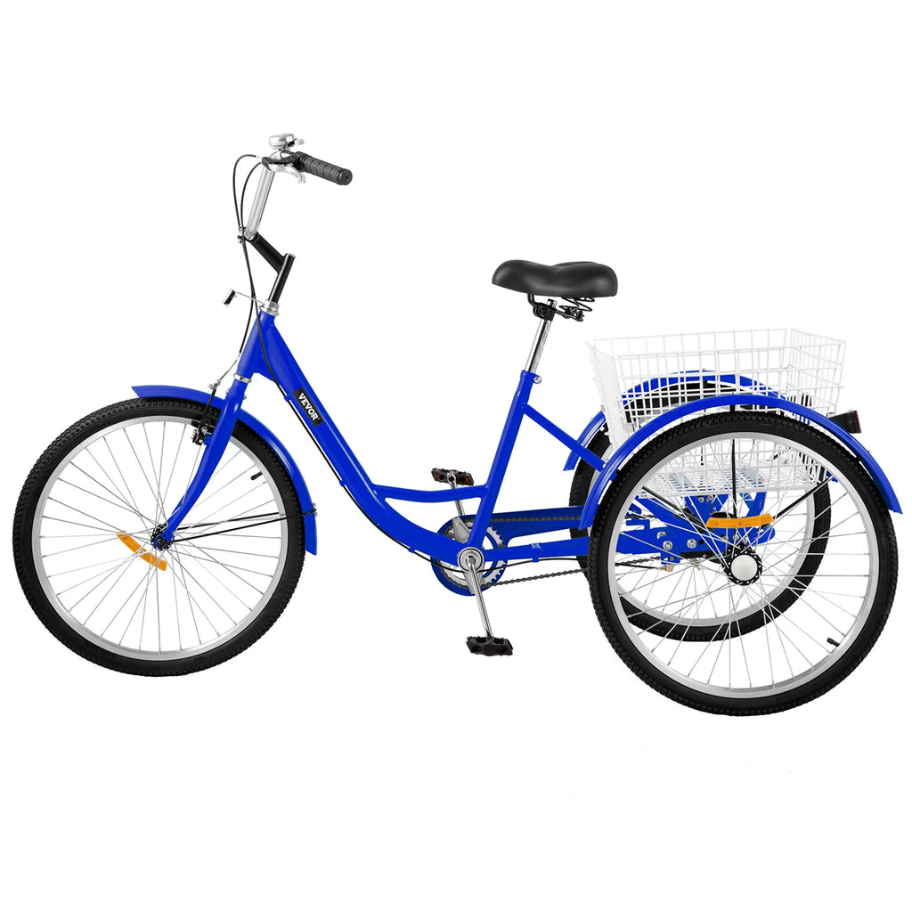 24" Single Speed Three Wheel Bike with Basket Blue P958942