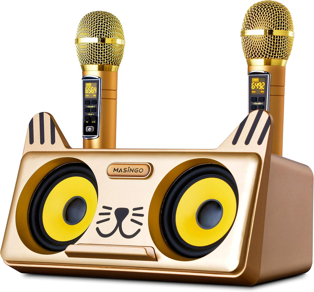 Portable Karaoke Machine with Bluetooth Speakers and 2 Wireless Microphones K4961