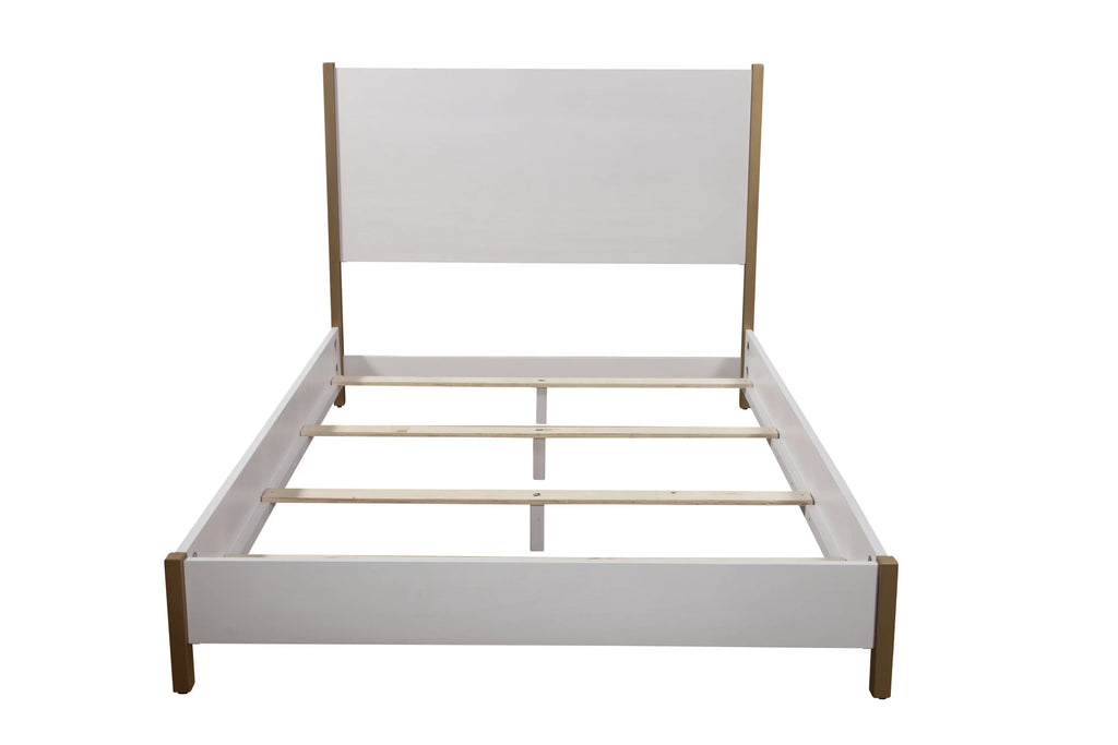 King Wood Panel Bed in White Q170