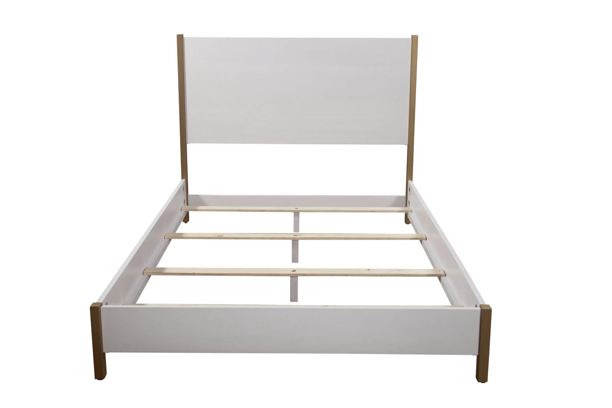 King Wood Panel Bed in White Q170
