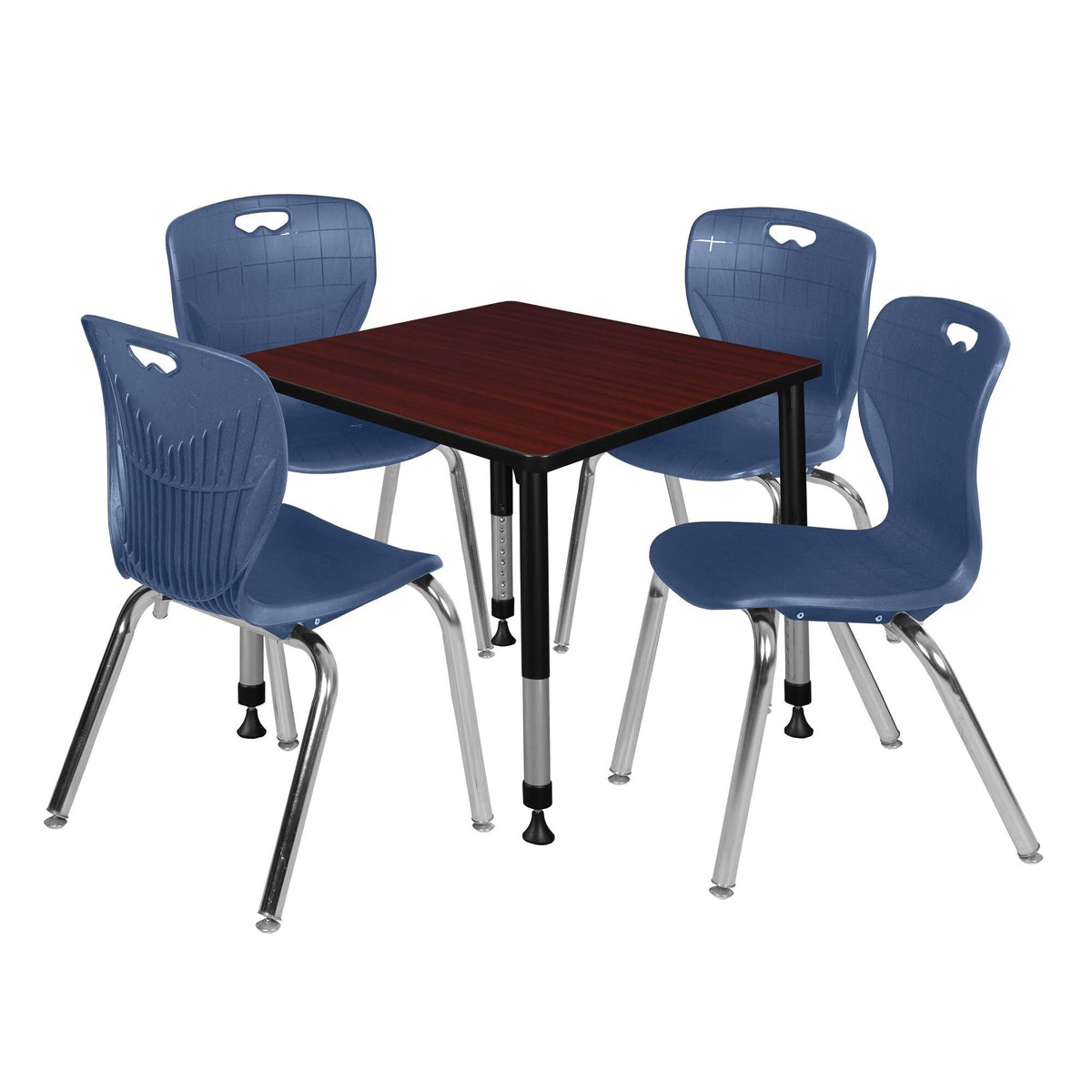 30x22 Square Height Adjustable Classroom Table with 4 Stack Chairs N6168