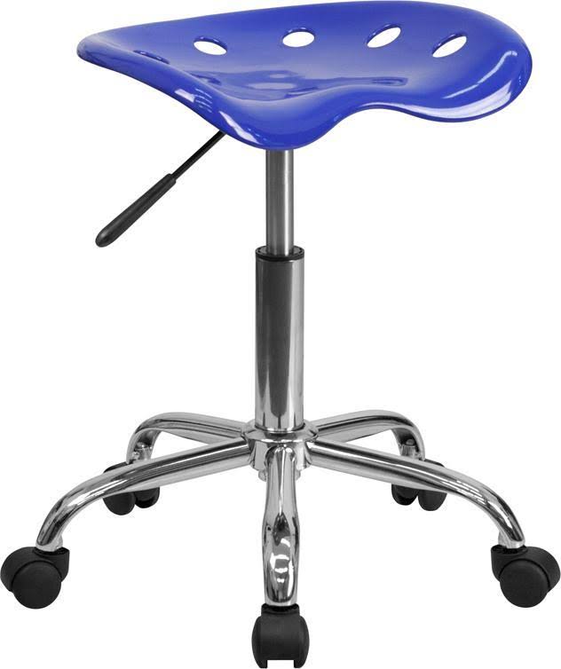 Nautical Blue Tractor Seat and Chrome Stool N38785