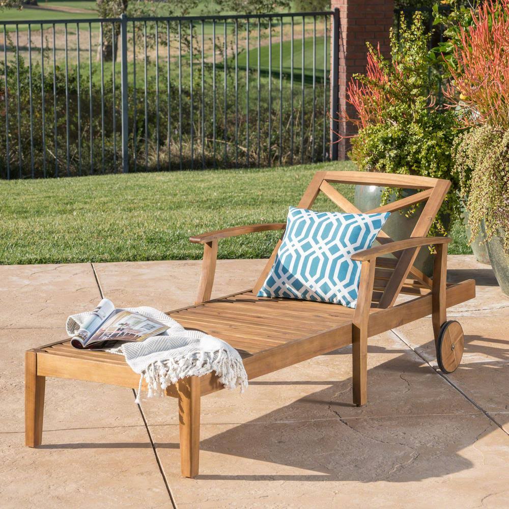 Outdoor Teak Acacia Wood Chaise Lounge Y156