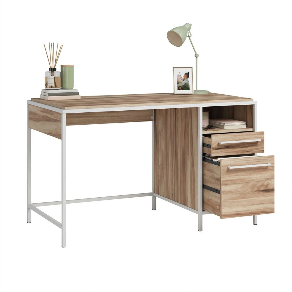 Kiln Acacia Brown Engineered Wood Metal Desk X3508