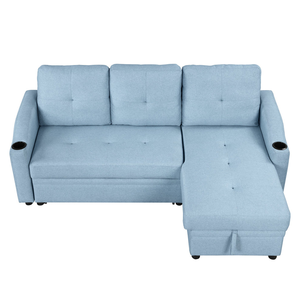 Blue Padded Pull Out Sofa Bed M4428