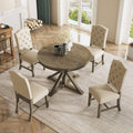 Extendable Round Dining Table Set for 4 F749