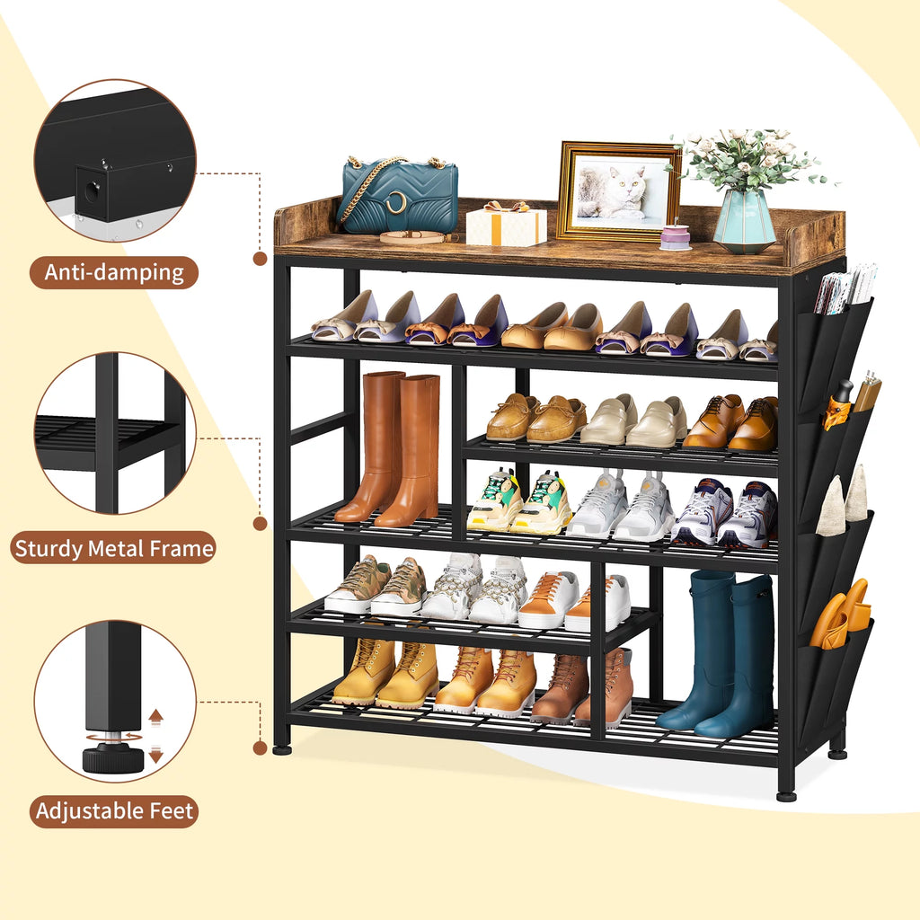 Black 6 Tier Metal Shoe Rack S837670