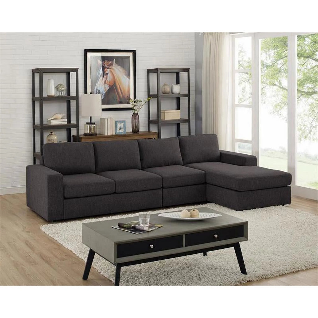 Gray Fabric 4-Seater Sectional Sofa with Reversible Chaise M7574