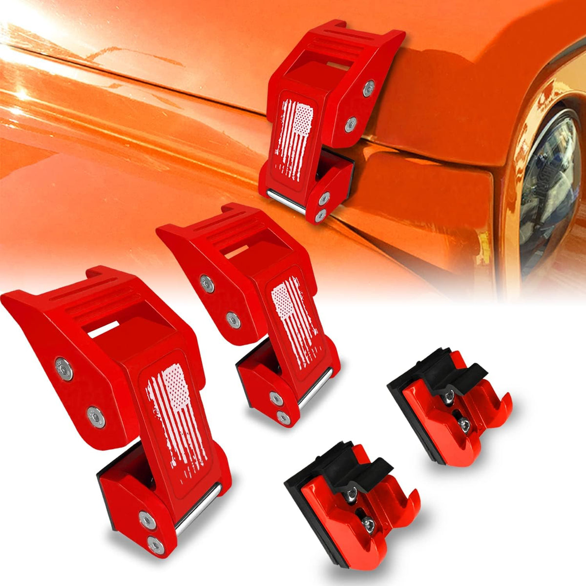 Red Aluminum Hood Latches Catch with U.S. Flag Style, 1 Pair D758