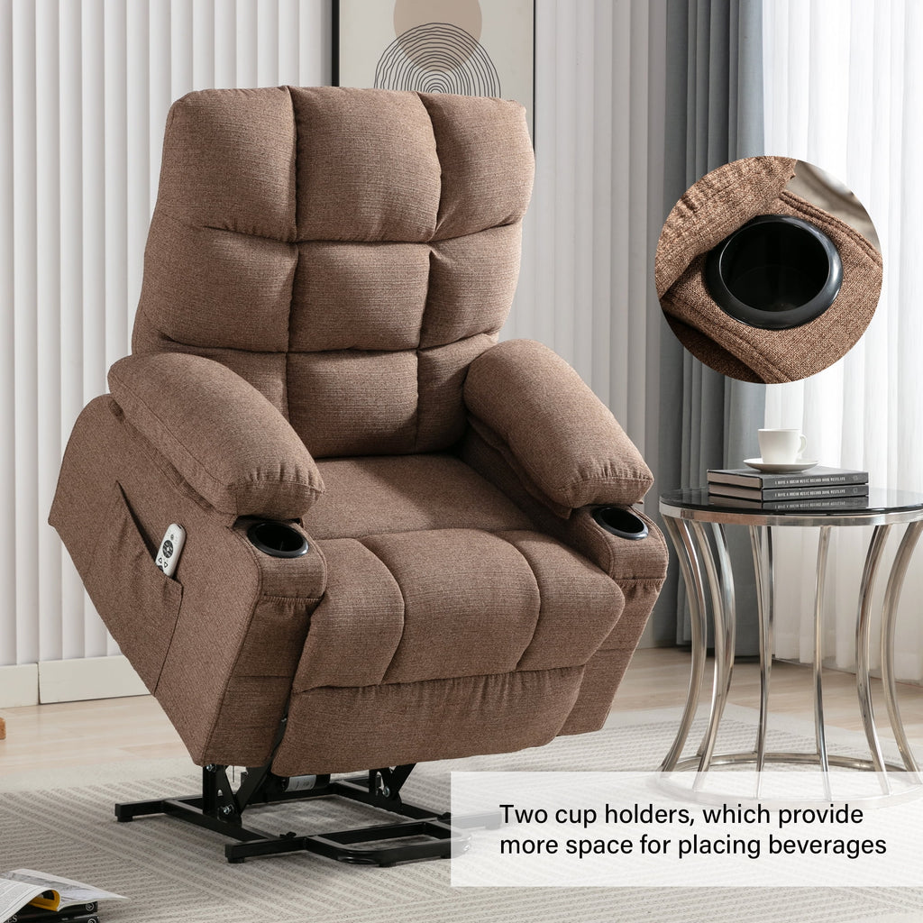 Brown Power Lift Recliner Chair with Massage and Heating H963