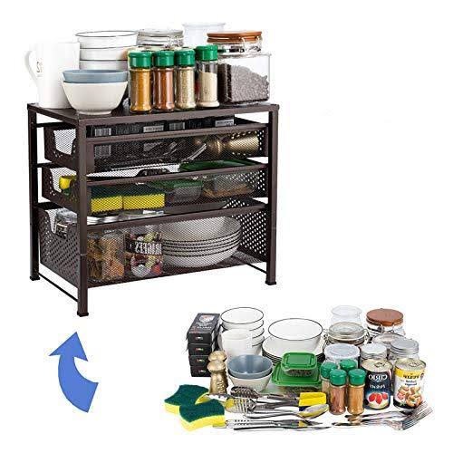 Bronze 3 Tier Sliding Cabinet Organizer P803