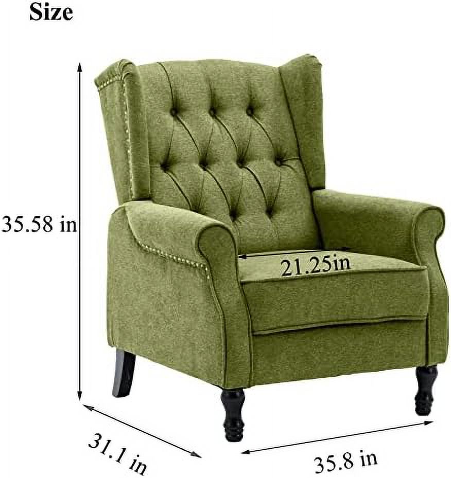 Pink Tufted Linen Accent Chair with Wooden Legs S799