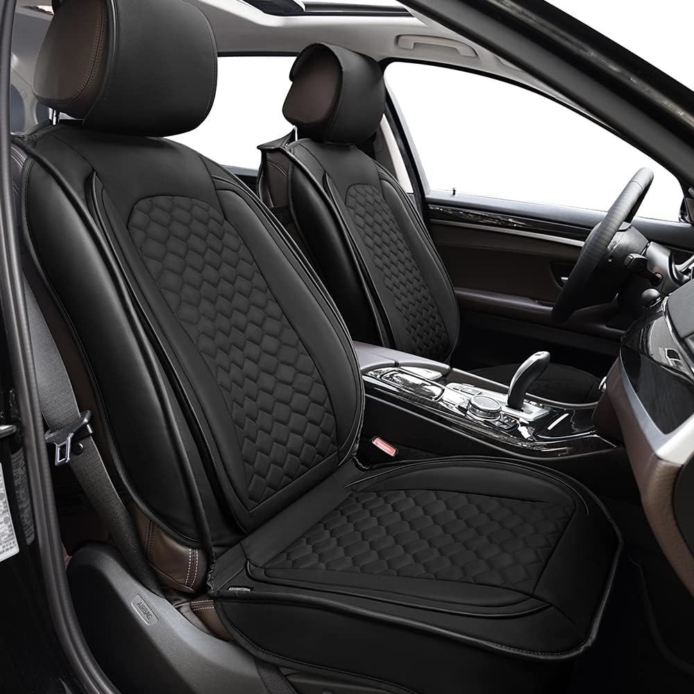 Black Leather Full Set Car Seat Covers with Steering Wheel Cover K932