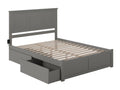 King Solid Wood Platform Bed with Footboard & 2 Storage Drawers in Grey D265