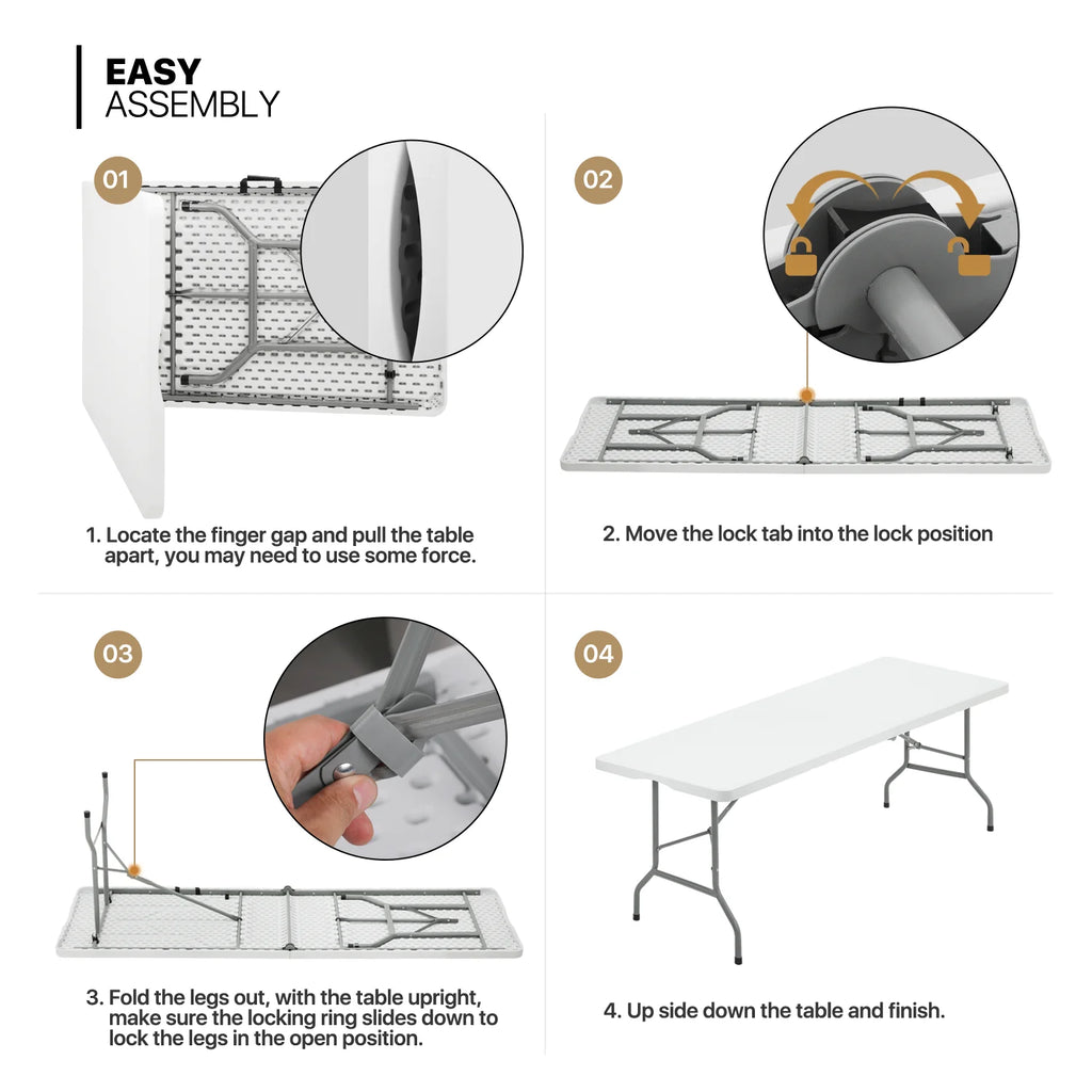 13 Pieces 8 FT Folding Table and Chair Set with Steel Legs X716715