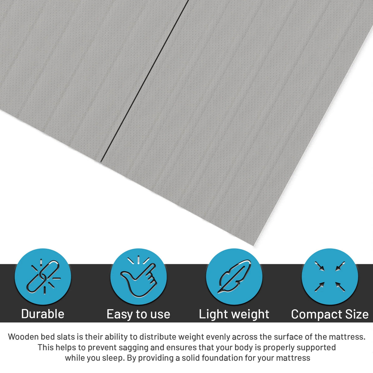 0.75” Vertical Mattress Support Wood Slats with Cover, Twin, Gray X388069
