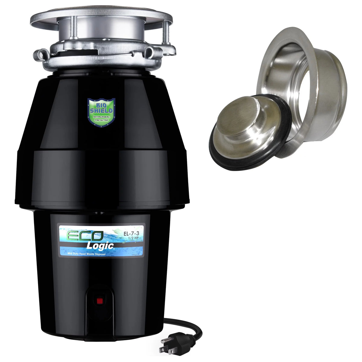 1/2 HP Garbage Disposal with Brushed Nickel Sink Flange I94428