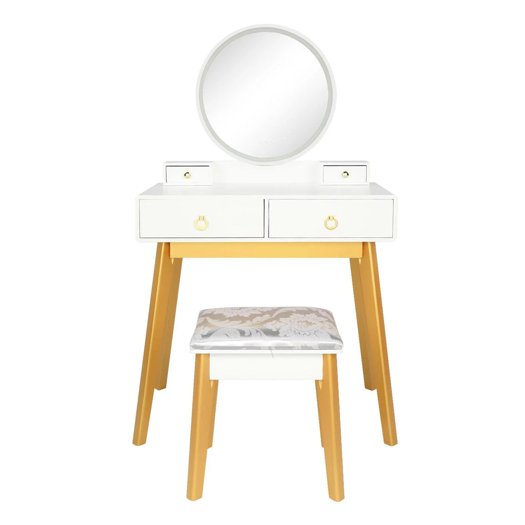 White Vanity Set with Touch Screen Mirror and 4 Sliding Drawers C4290