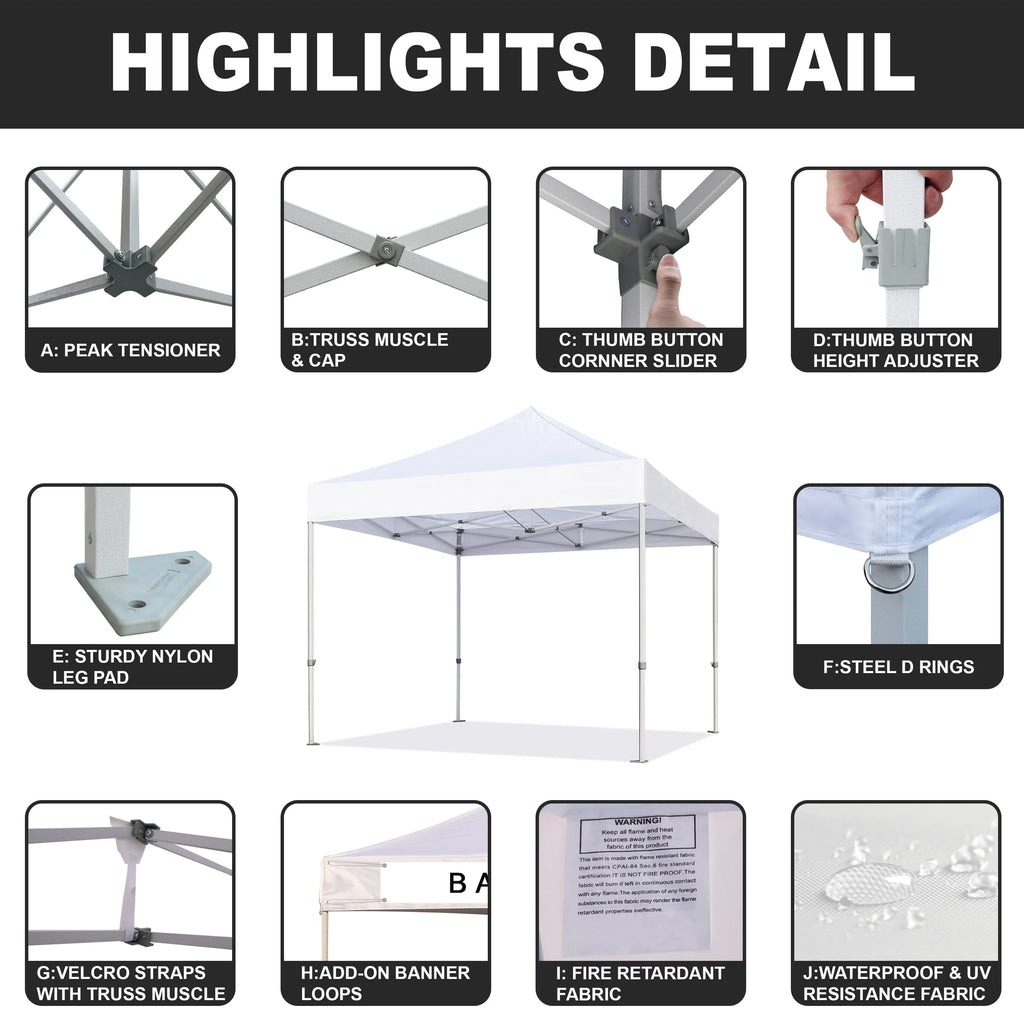 10x10 Pop Up Canopy Tent with Roller Bag A5597