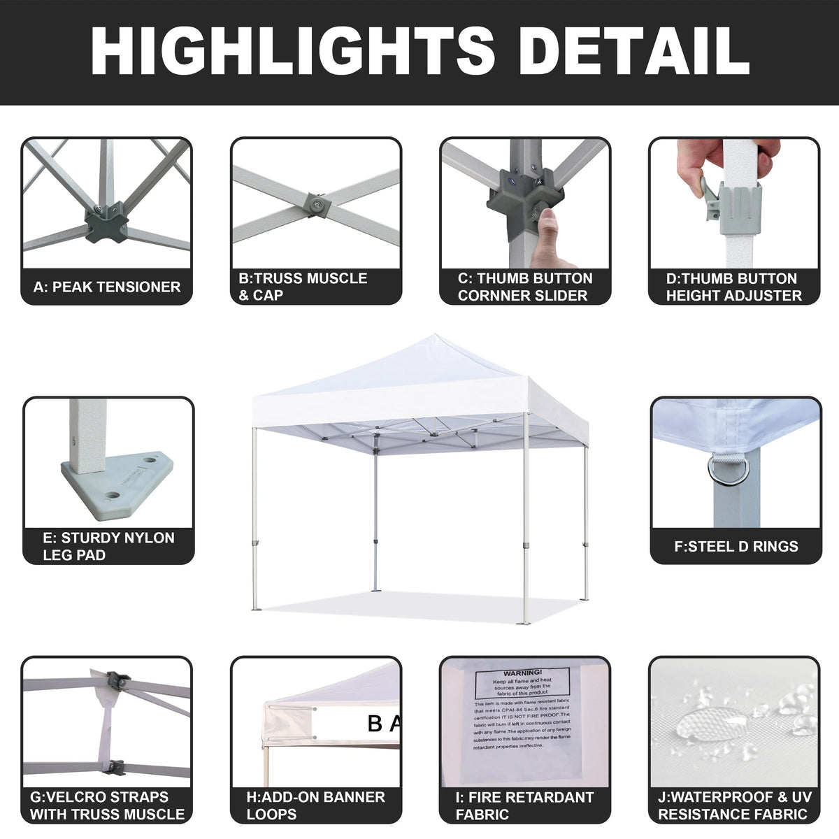 10x10 Pop Up Canopy Tent with Roller Bag A5597