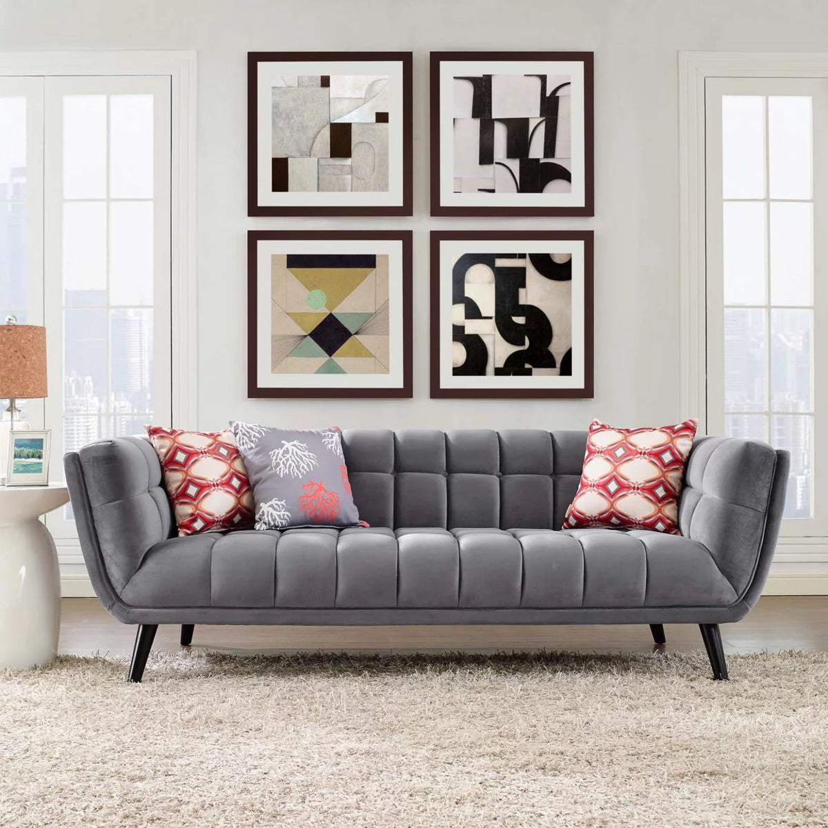Grey Fabric Sofa U3259