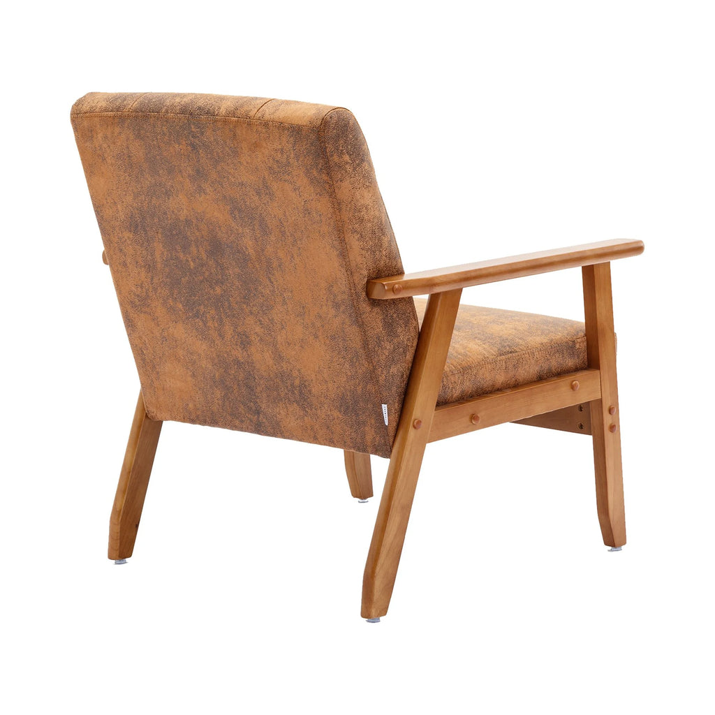 Accent Chairs Set of 2 with Side Table, Wood and Fabric Armchairs D63268