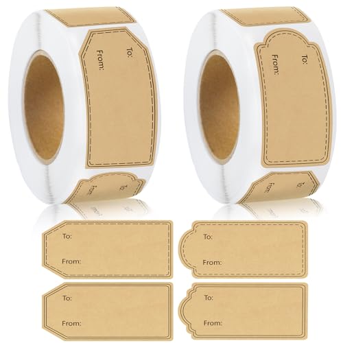 600 Pcs Natural Brown Kraft to and from Gift Tag Stickers R75634