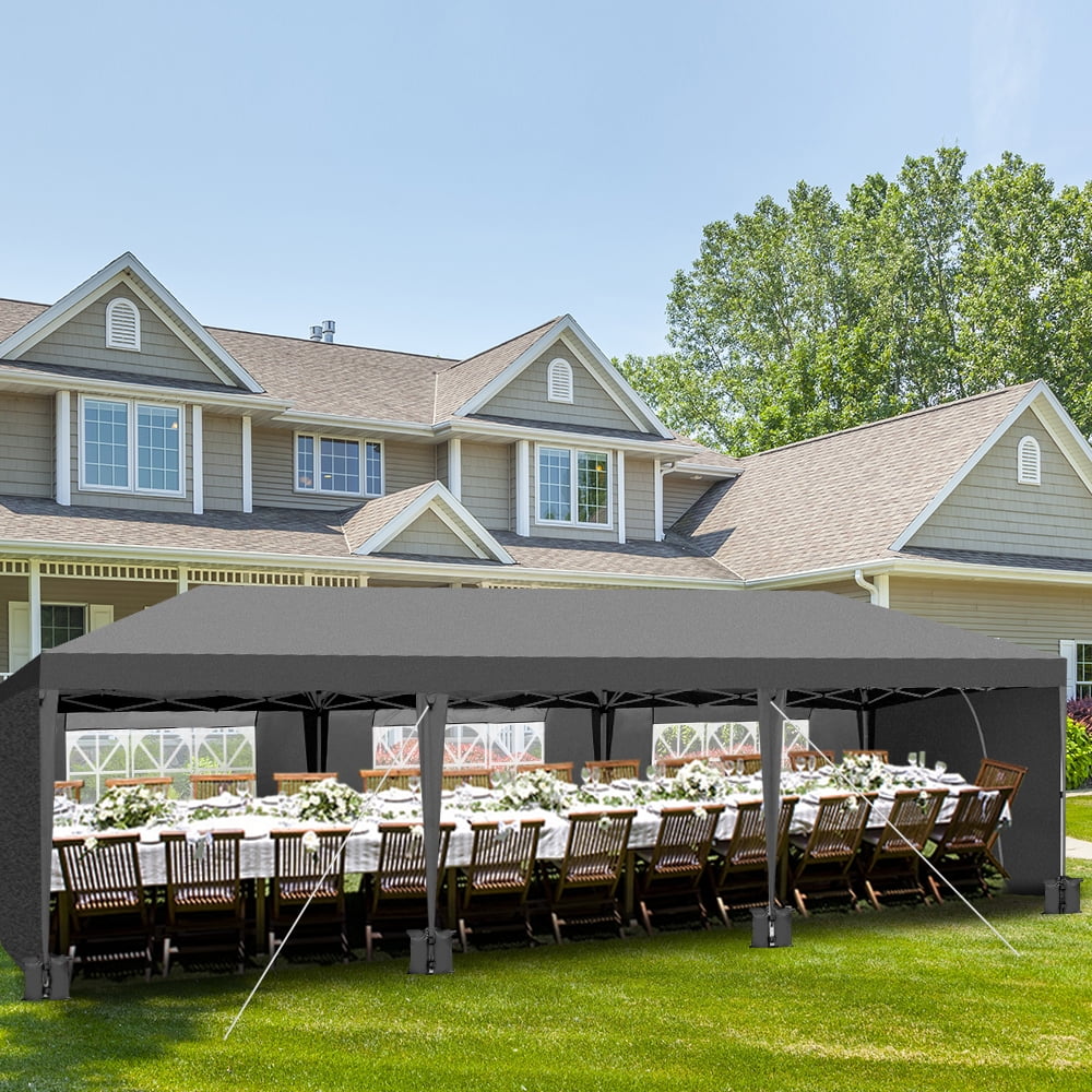10 x 20-Feet White Pop Up Canopy Tent with 4 Removable Sidewalls M65260