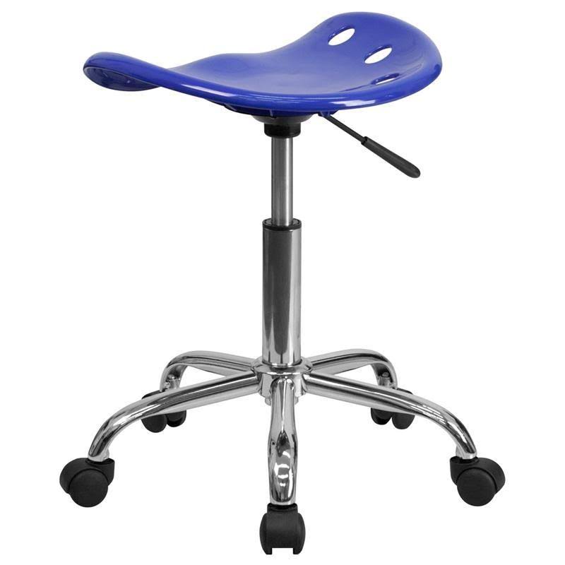 Nautical Blue Tractor Seat and Chrome Stool N38785