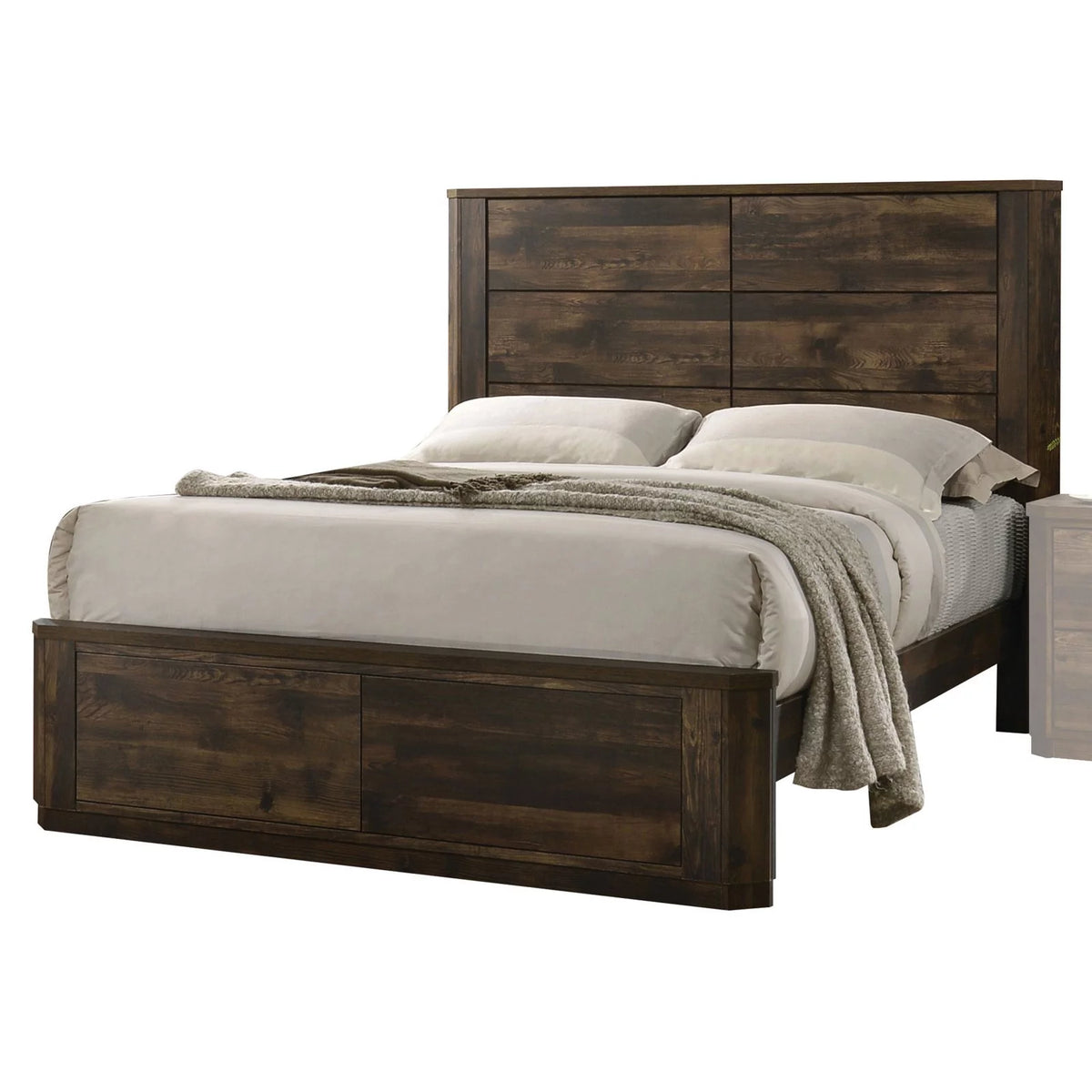 Wooden Frame Bed Antique Walnut S23656