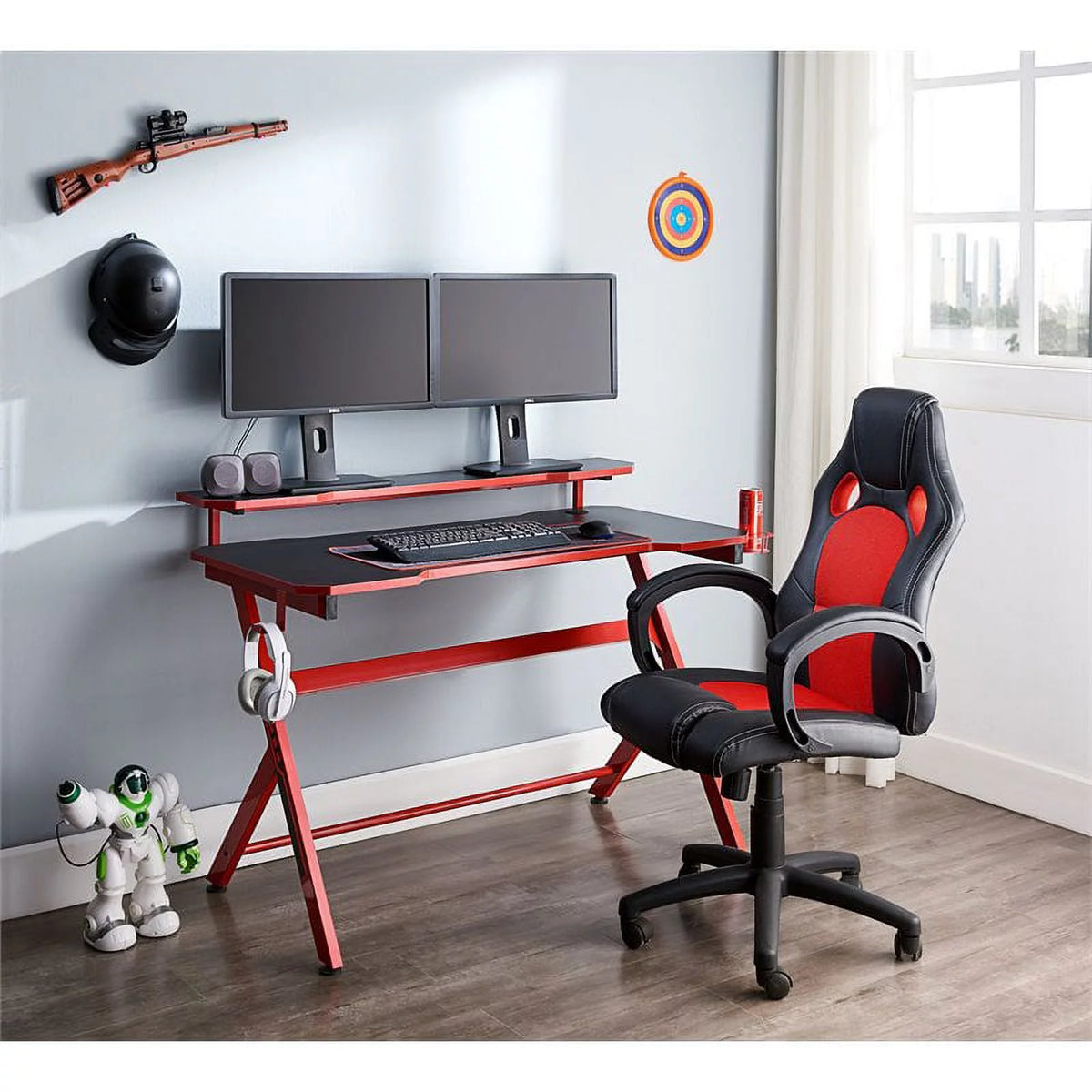 48" Red R Shaped Computer Desk N707962